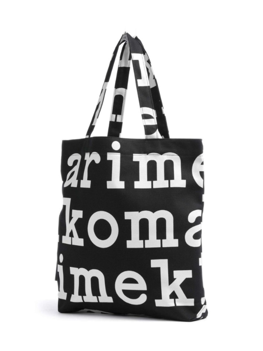 Marimekko Notko Logo Print Black Cream Canvas Tote Bag
